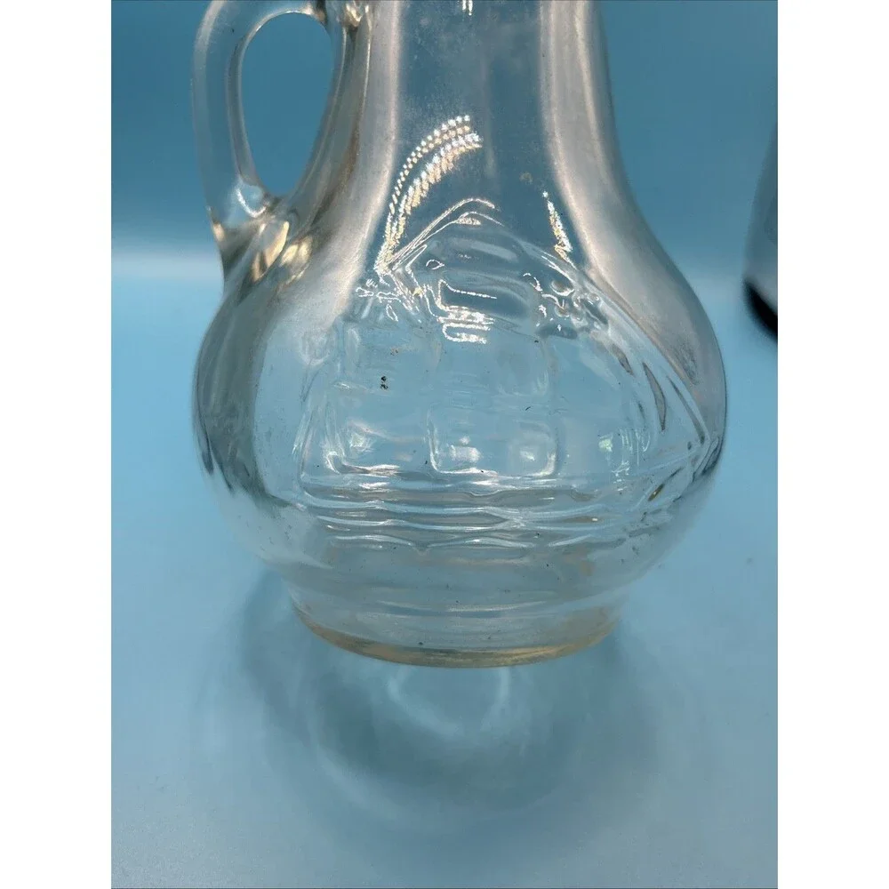 Montessori Vintage Glass Clipper Ship Pitcher 7” Pouring Vessel